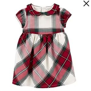 Carter's Festive Christmas Holiday Plaid Dress with Peter Pan Collar. Size 18 mo